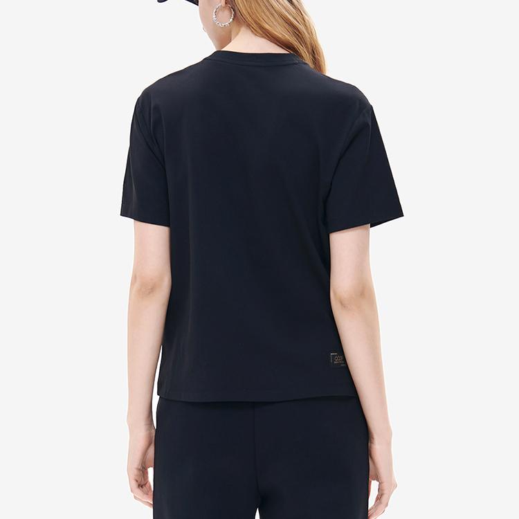 FILA Breathable Knit Short Sleeve T-Shirt Women Tops Black F11W218104F-BK