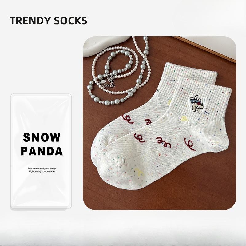 Children s Embroidered Short Socks for Spring and Summer, Mesh-ventilated Thin Cotton Socks, Summer Sports Women s Socks 1 pair