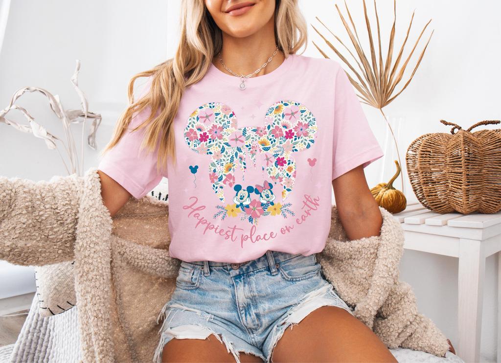 Happiest Place One Earth Shirt Mickey Minnie Magical Castle TShirt Disney Couples Trip Tee Disneyland Family Vacation Sweater
