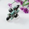 Handmade Turquoise Black Onyx Sterling Silver Cluster Ring