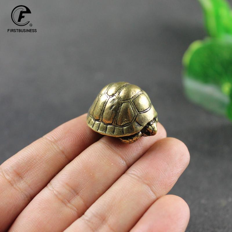 Heavy Ball Shape Turtle Miniatures Figurines Antique Metal Brass Animal Tortoise Small Statue Tea Pet Table Ornament Home Decors