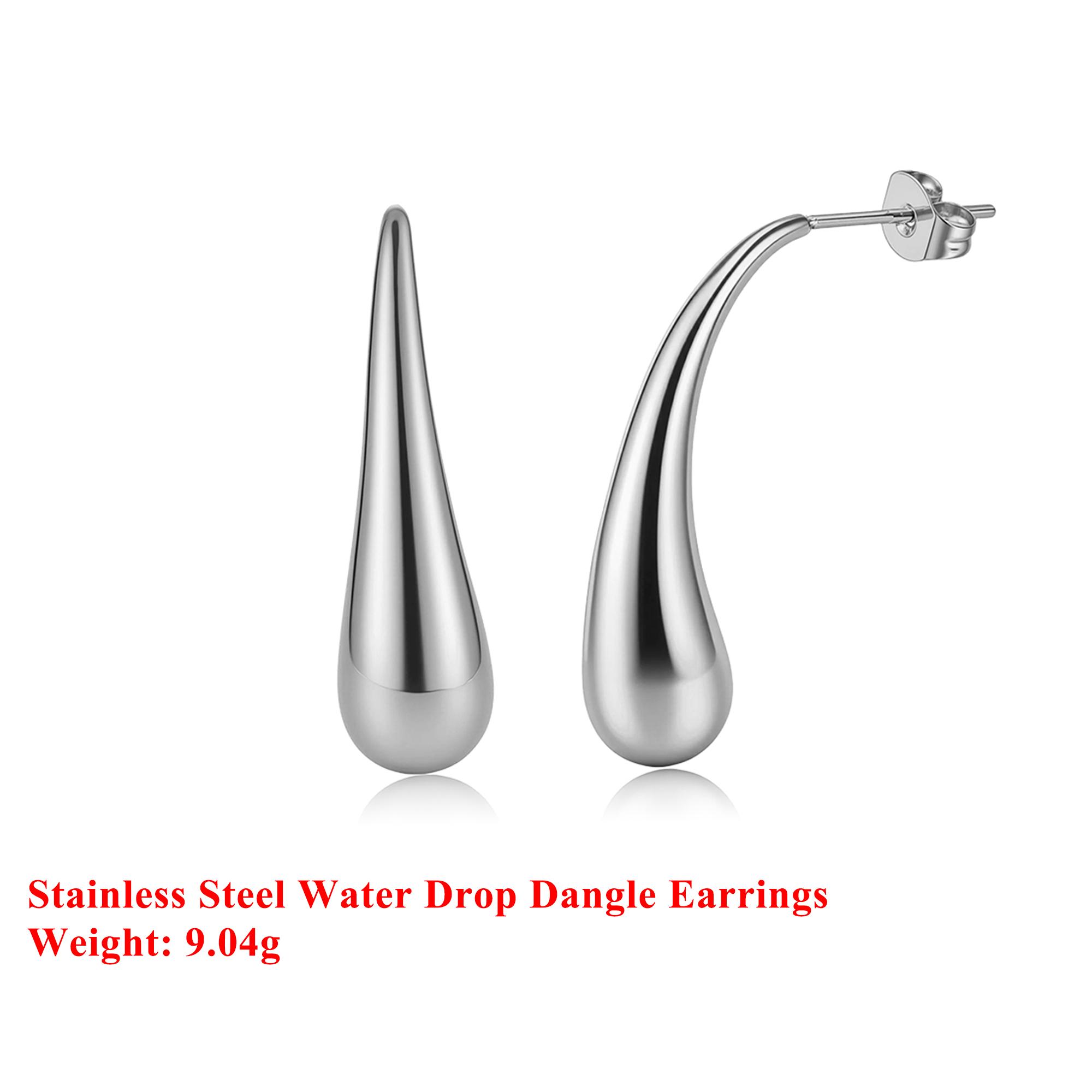 

Effie Queen Stainless Steel 18k Gold Water Drop Dangle Earrings Timeless Jewelry for Women Birthdays Party Gift Accessory STKE04 серебряный