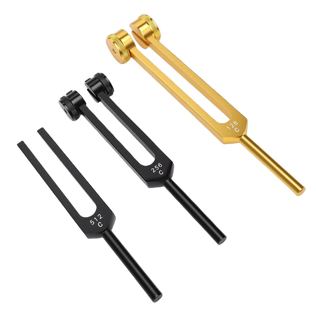 128Hz 256Hz 512Hz Aluminiumlegierung Stimmgabel Set mit Basis für Chakra-Ausgleich Yoga Meditation