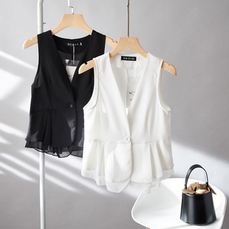 Women's Spring/Summer Short Sleeveless Lightweight Korean-Style Slim-Fit Blazer