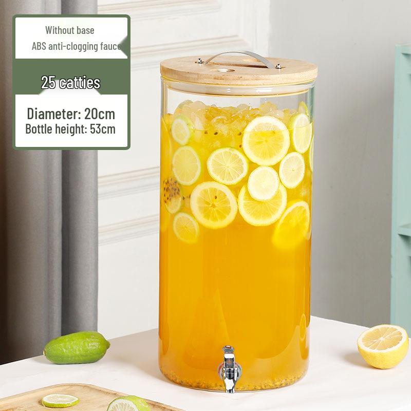 Large Capacity Glass Beverage Dispenser with Faucet for Cold Drinks and Fruit Tea