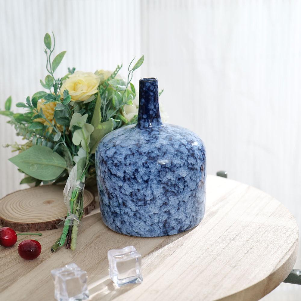 Blue Ceramic Vase Kiln-transformed Porcelain Pot Flower Vase Flower Arrangement Accessories Terrarium Home Decoration