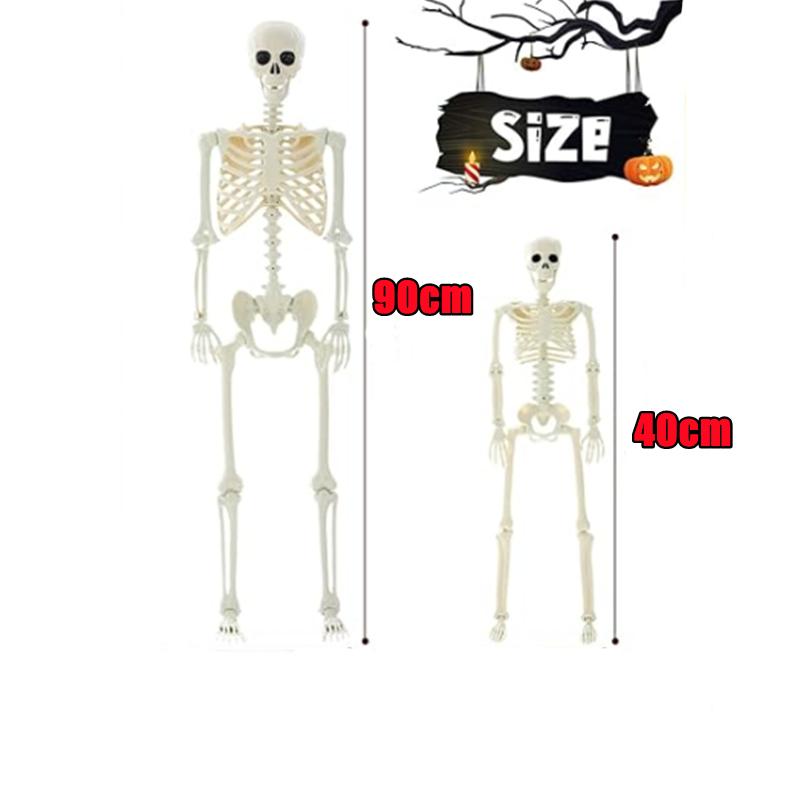 New 40/90cm Halloween Skeletons Fake Full Body Skull Bones Movable Halloween Party Decor for Home Bar Haunted House Horror Props