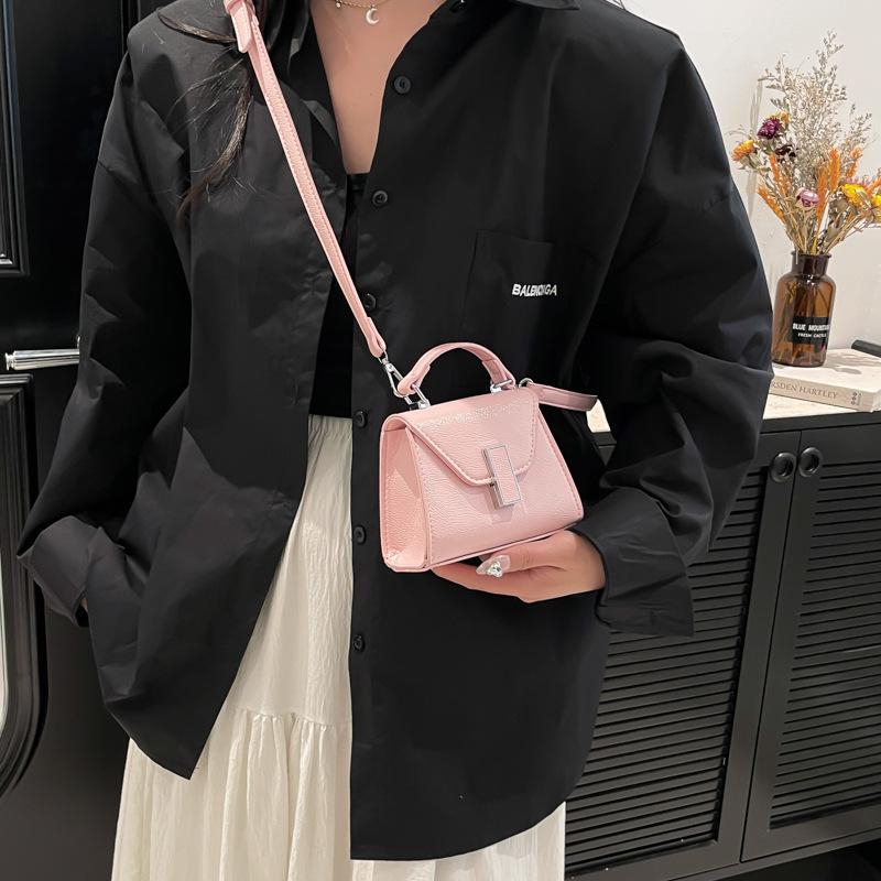 Trendy Portable Small Square Bag Women'S Simple Commuter Oblique Span Bag Solid Color Foreign Style Shoulder Bag
