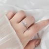 Korean Style Women's S925 Sterling Silver Six-Prong Diamond Ring, One Carat Fashionable Band