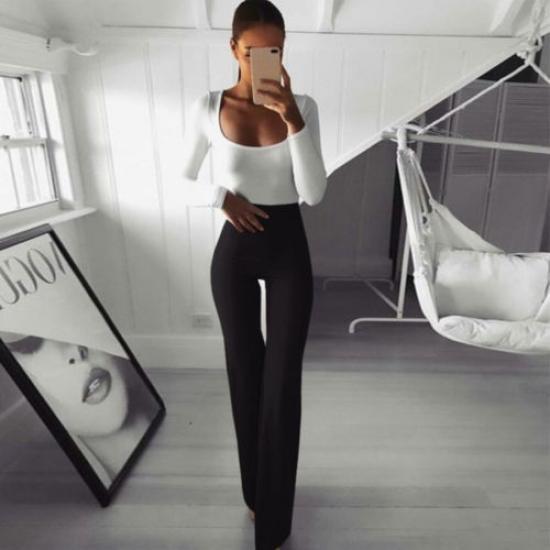 Buy Sexy Women Stretch Flare Wide Leg 