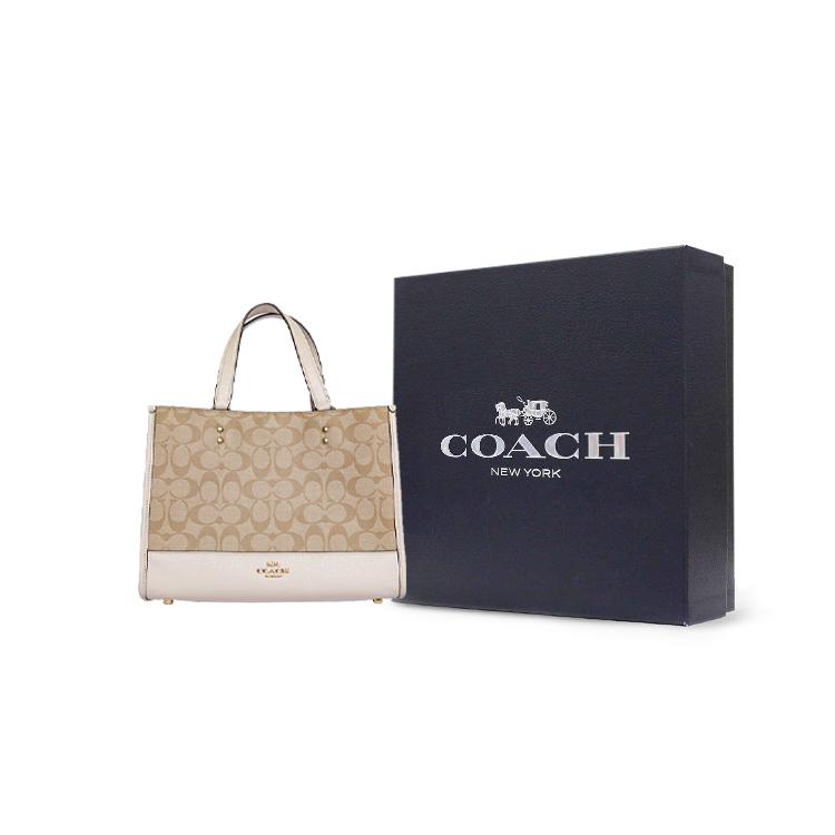 COACH Dempsey Coated Canvas With Leather Tote Bag, Shopping Bag, Shoulder Bag, Crossbody Bag, Handbag Large Women's 1955-IMDQC