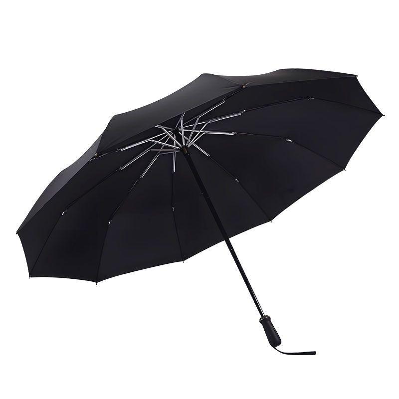 10 Bone High-end Simple Enlarged Thickened Reinforced Windproof Short Wooden Handle Tri-fold Fully Automatic Sunny Umbrella
