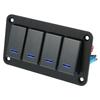 uxcell Rocker Switch Toggle Switch Waterproof Aluminum Blue LED Push for Black 4-Gang Panel, 5-Pin On/Off Pre-Wired Control, Alloy, Light, Button,