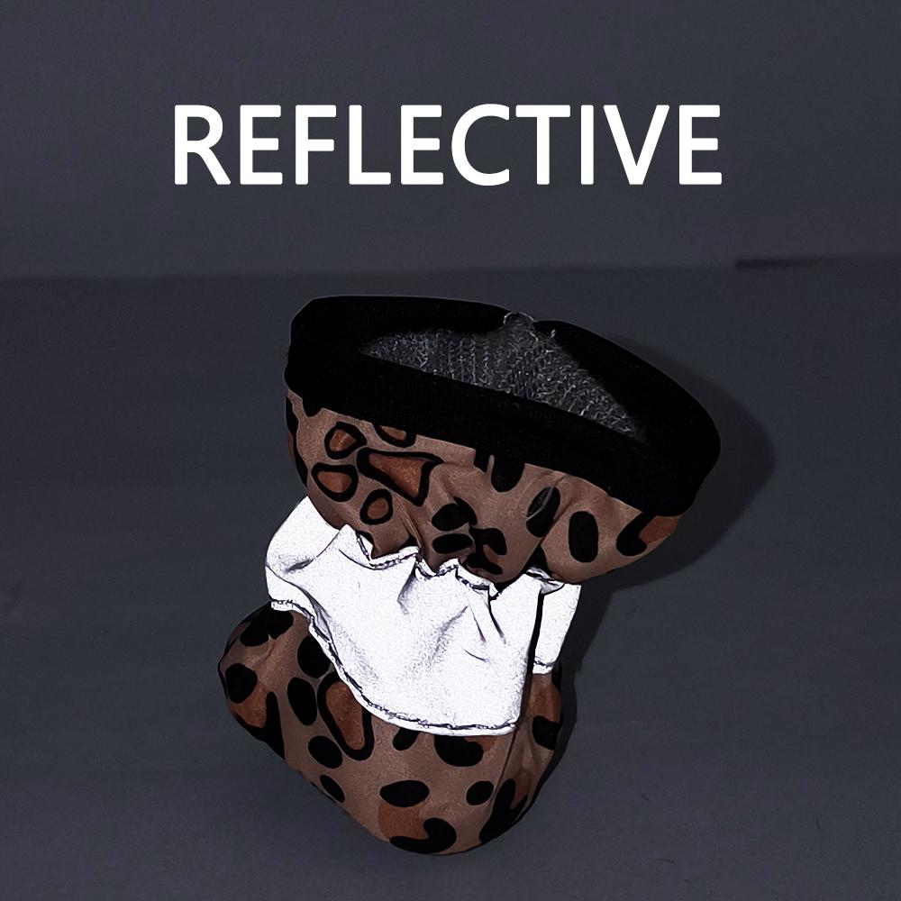 Wasserdichte Hundeschuhe für kleine Hunde Katze Rutschfest Reflektierend Welpenstiefel Leopardenmuster Verstellbar Französische Bulldogge Mops Haustier Schuhwerk