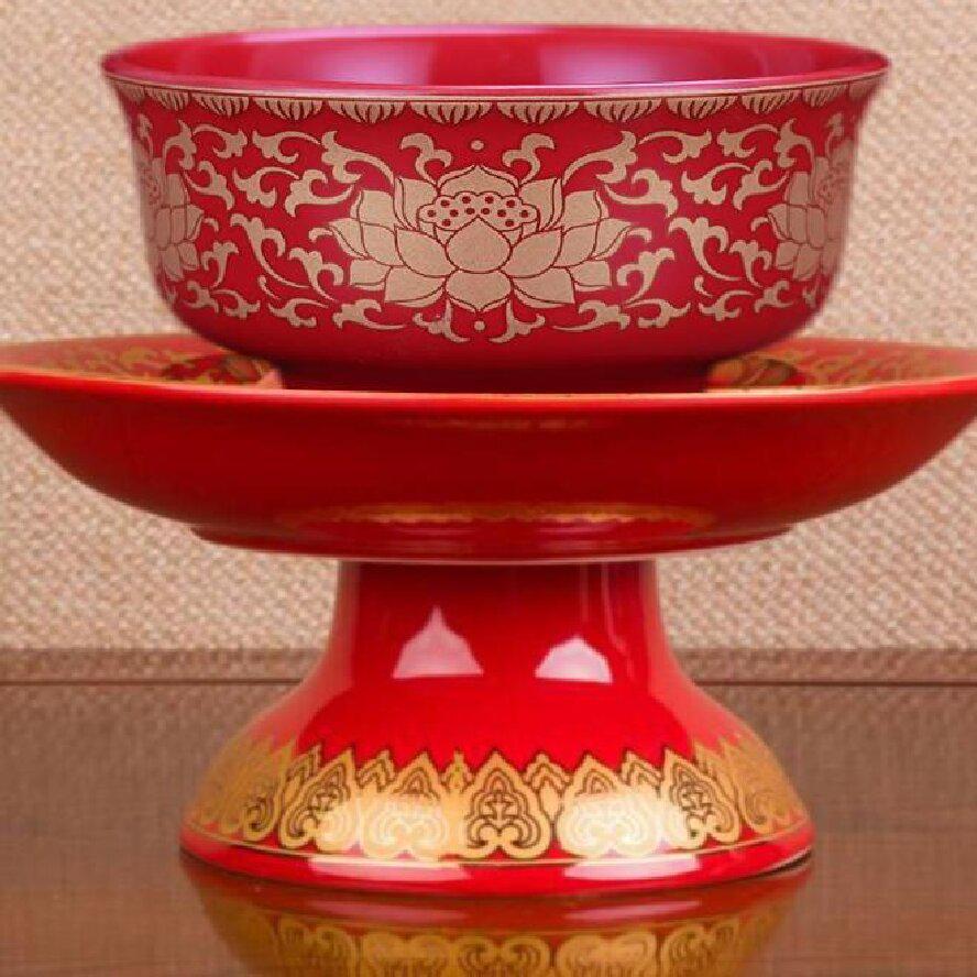 Large Ceramic Offering Bowl Oil Lamp for Temple or Buddhist Hall Decoration, Fruit and Candle Holder