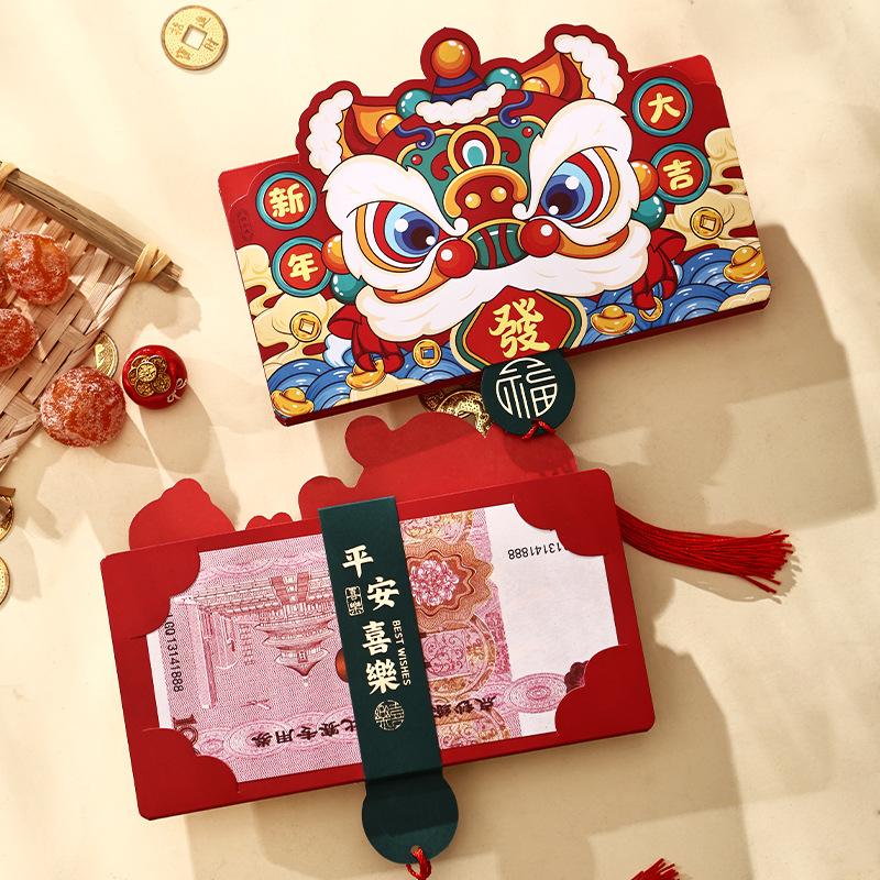 Cartoon Chinese  Year Folding Red Envelopes Horse Year Lucky Money Pockets Chinese Traditional Lucky Red Bags Kids Gifts