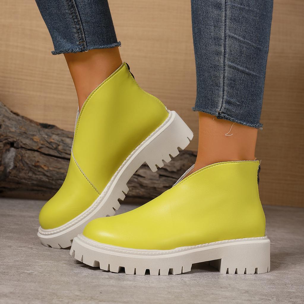 Women Boots Comfortable Large Size Ankle Bootie Round Head Chunky Heel Short Boots Women Fashion Spring Autumn New Female Shoes