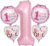 Set of Pink Number 1 Birthday Balloons
