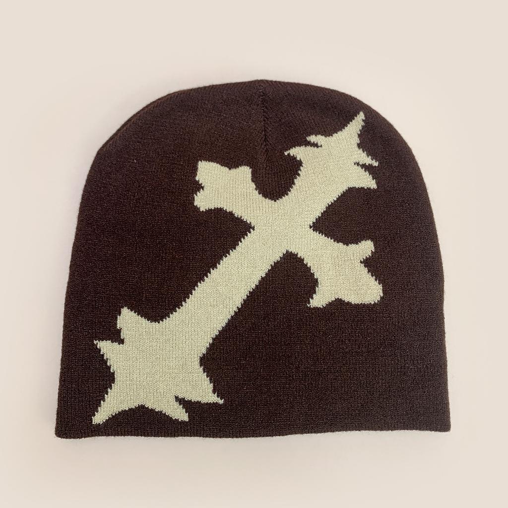 Autumn and Winter Design Cross Jacquard Knitted Hat Men and Women Warm Personality Simple Street Cold Hat Pullover Hat