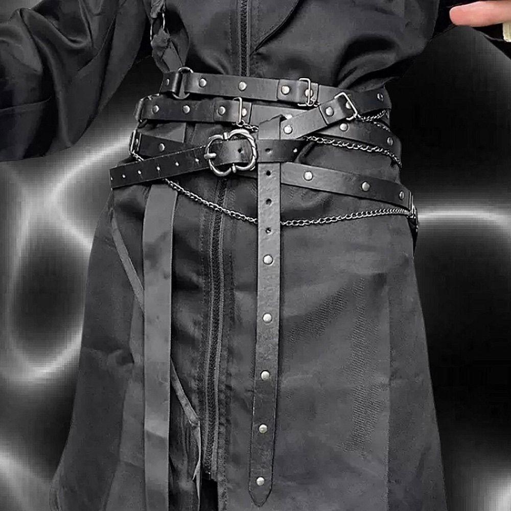 Taillengürtel aus Kunstleder Metallschnalle Kleid Anzug Jeans Dünner Gürtel Vintage Kettengürtel