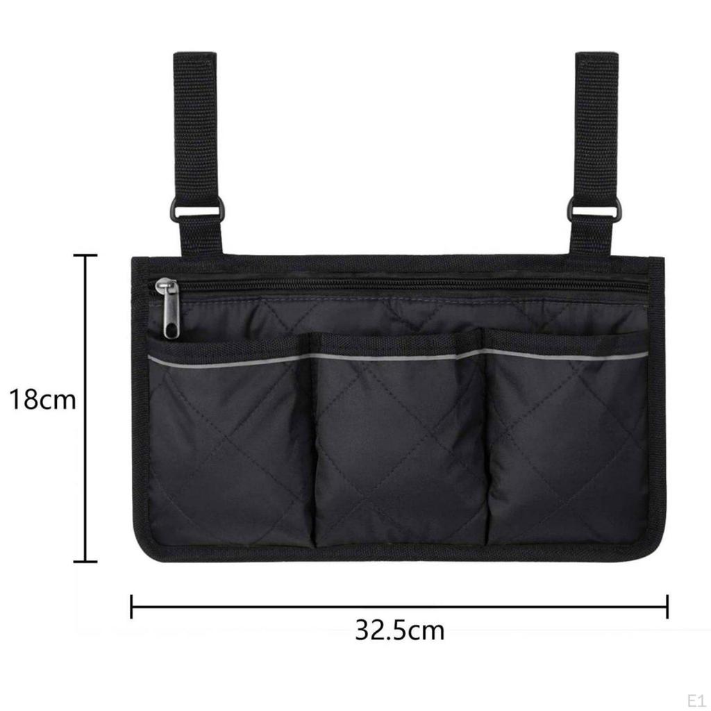 Armrest Pouch Easy to Install Storage Bag MultiCompartment Rolling Support Hanging for Medical