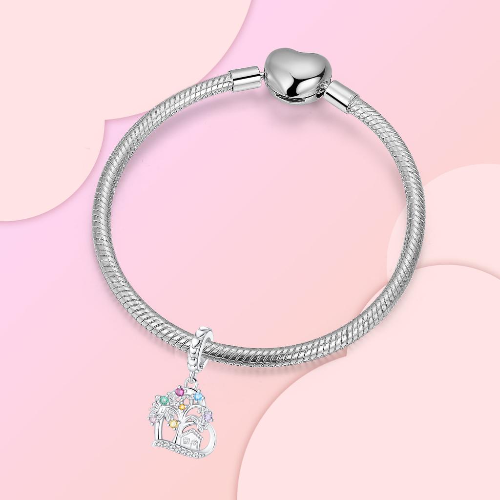 Copper Yellow Flower House Beads Tree Of Life Crossing Charms For Bracelet Pendant Women Jewelry Gifts