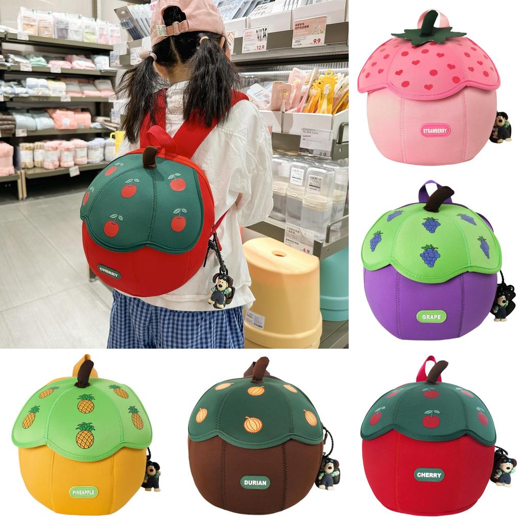 Cotton Kids Backpack With Fruit Print For Toddler Daily Use