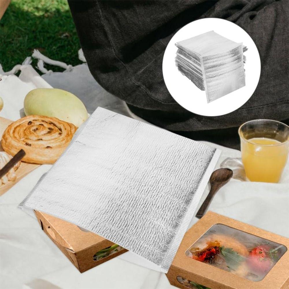 50pcs Reusable Thermal Bag Waterproof Food Delivery Bag Disposable Proof Cooler Bag  Camping