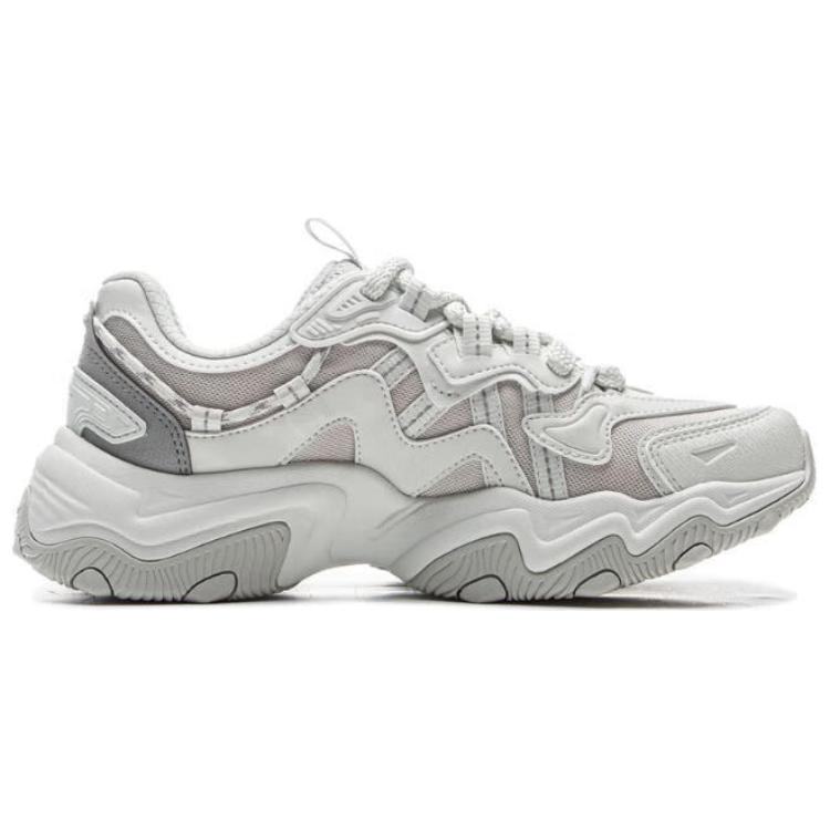 LiNing Cat Paw Lite 2 Classic Versatile Retro Thick Sole Increased Height Non-Slip Wear-Resistant Low-Top Dad Shoes Women Sneakers White AGCV030-3
