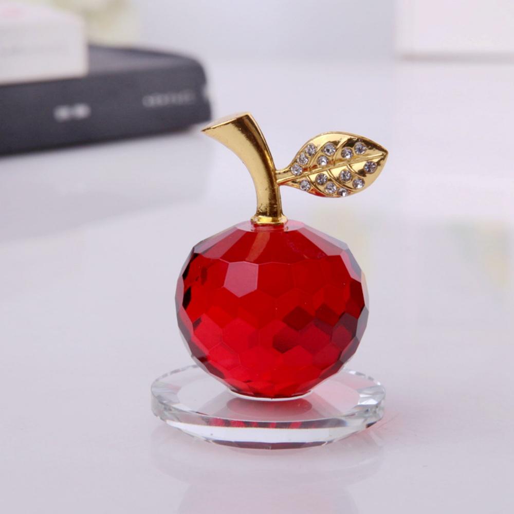 3D Crystal Apple Ornament Diamond Apple Craft Souvenir Home Living Room Desktop Decoration Car Ornaments Fruit Figurines Gift