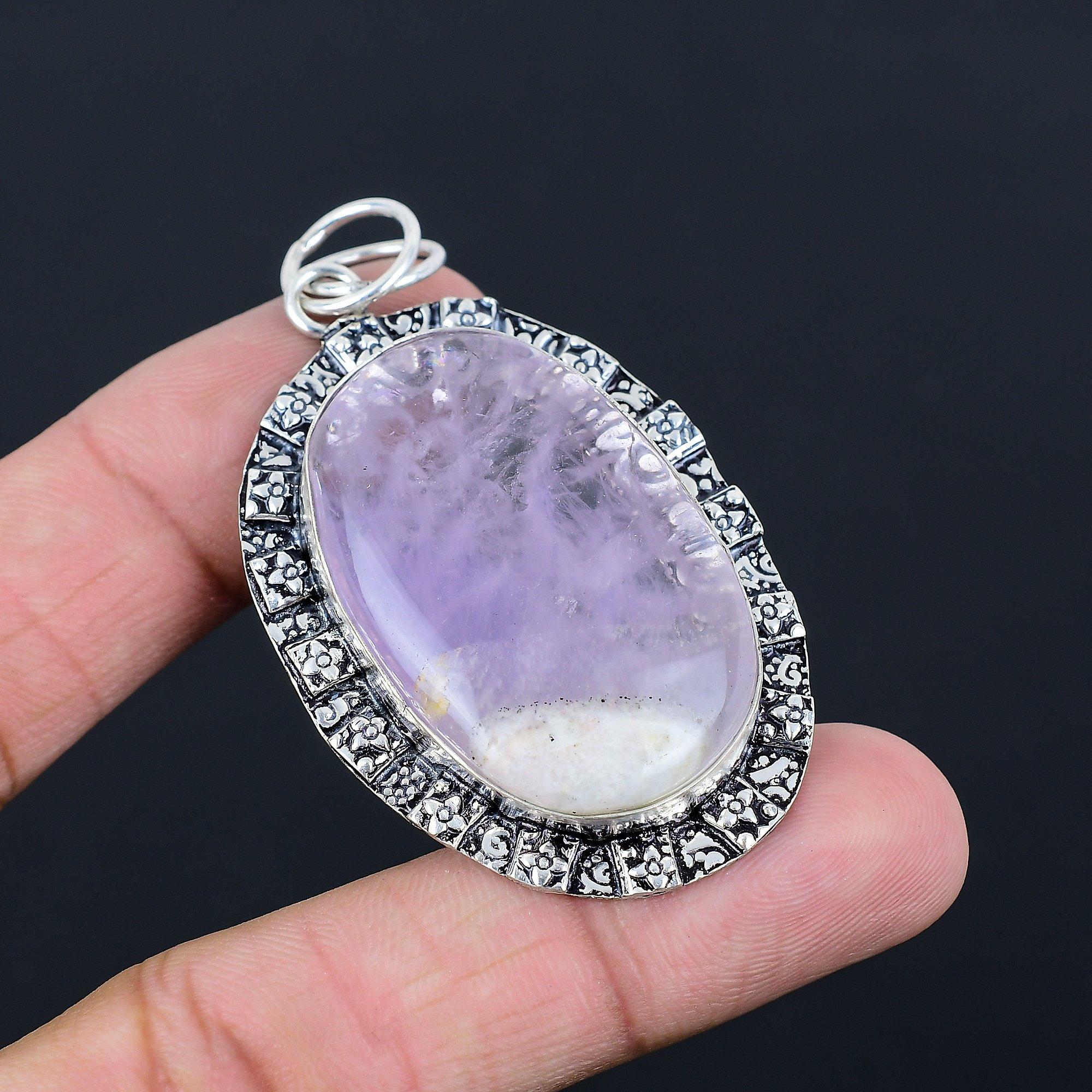 February Star Amethyst Gemstone Anniversary Ethnic Boho Pendant Sterling Silver