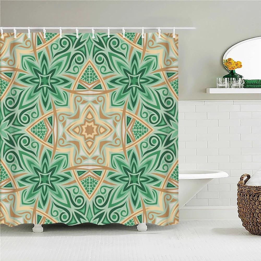 3D Printing  Mandala Pattern Shower Curtain Bathroom Curtains With 12 Hooks Indian Boho Waterproof Fabric Bathtub Decor Screen