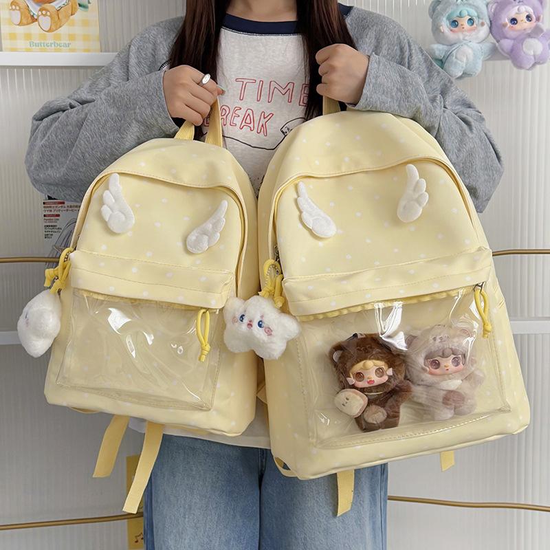 Schoolbag Japanese Two-dimensional Transparent Baby Bag Cute Backpack Trend Polka Dot High-value Female Student Schoolbag Bar Pain Bag