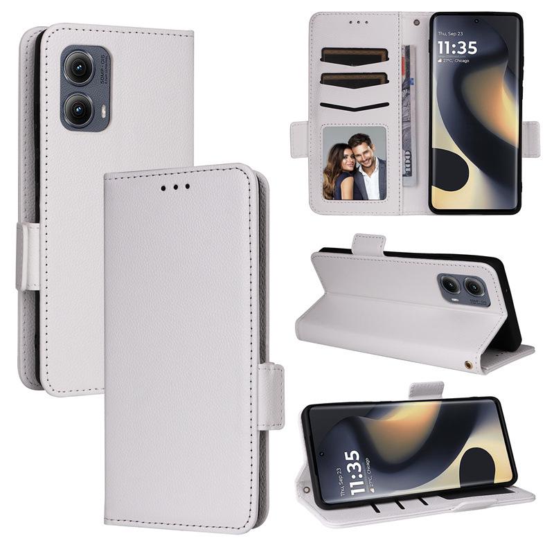 Motorola Edge 2025/2024 Lychee Pattern Leather Phone Case with Card Slot