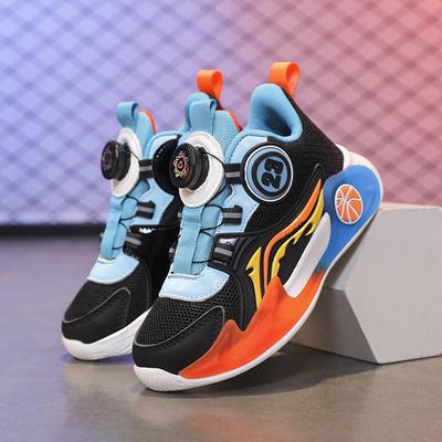 Children's Basketball Shoes Summer Boys' Mesh Breathable Rotating Buckle Sneakers Teen Trendy Shoes Boys' Sneakers