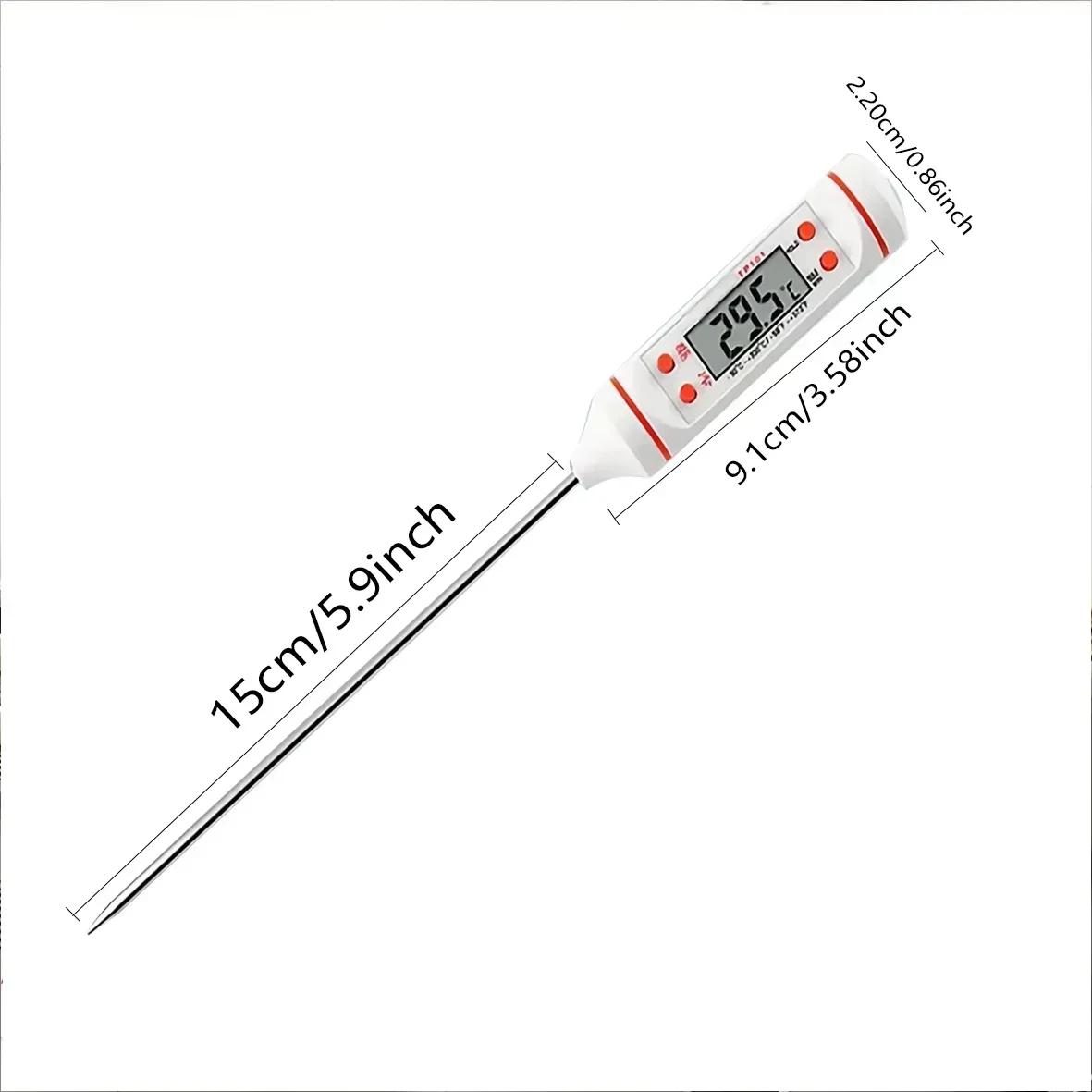 

1PC-Портативный цифровой термометр для дома и путешествий - Компактный кухонный термометр для еды, ЖК-дисплей с мгновенным считыванием