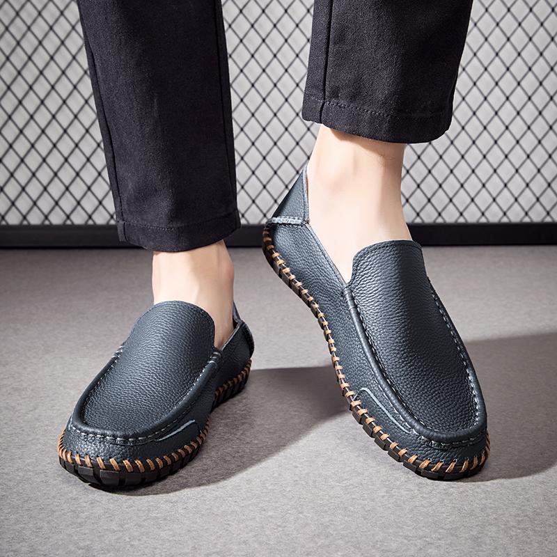 Fashion Brand Men'S Breathable And Anti Slip Loafers For Spring, New Men'S Comfortable Soft Soled Handmade Stitched Casual Shoes