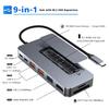 USB-C Hub with M.2 SSD Enclosure, 9-in-1 USB C Docking Station Fits M.2 NVMe SSD, 10Gbps, 4K@60Hz HDMI, 100W PD, SD/TF Card Reader