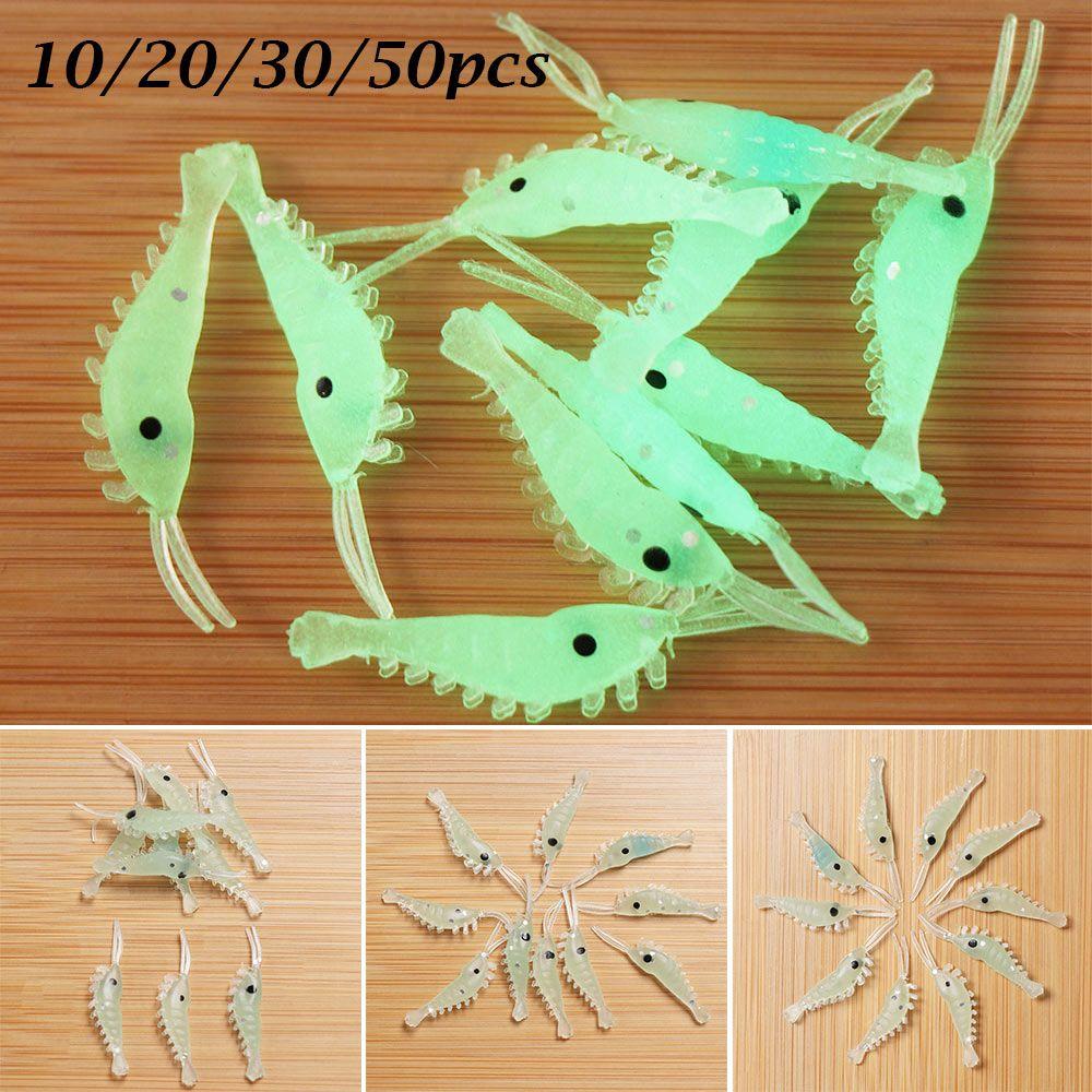 10/20/30/50 Stück Tragbare Biomimetische Kreative Weiche Hakenwürmer Silikon Leuchtende Garnelen Angelköder Meeresfischerei Garnelen Köder