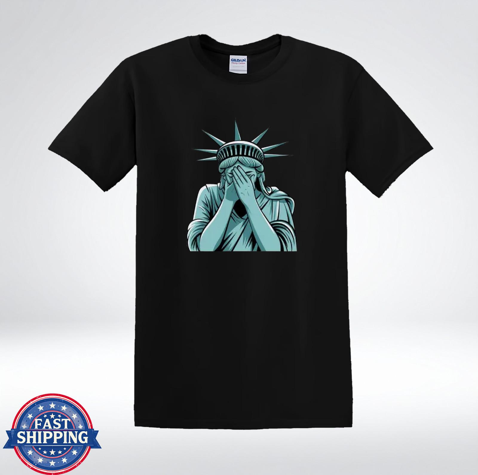 Statue of Liberty Facepalm Shirt Funny USA Humor Graphic T-Shirt M