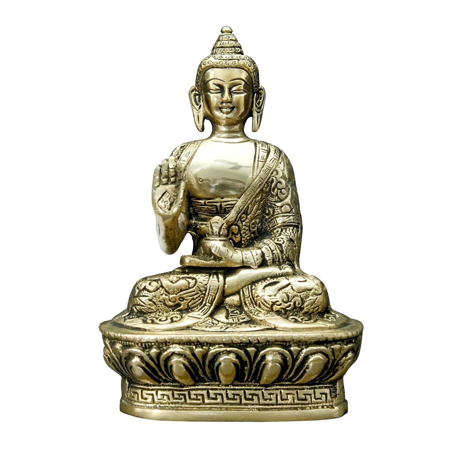

Brass Buddha Ji Statue | Height-17 cm Aprrox. Vastu Idol for Home and Office | Zonal Placement-WNW|