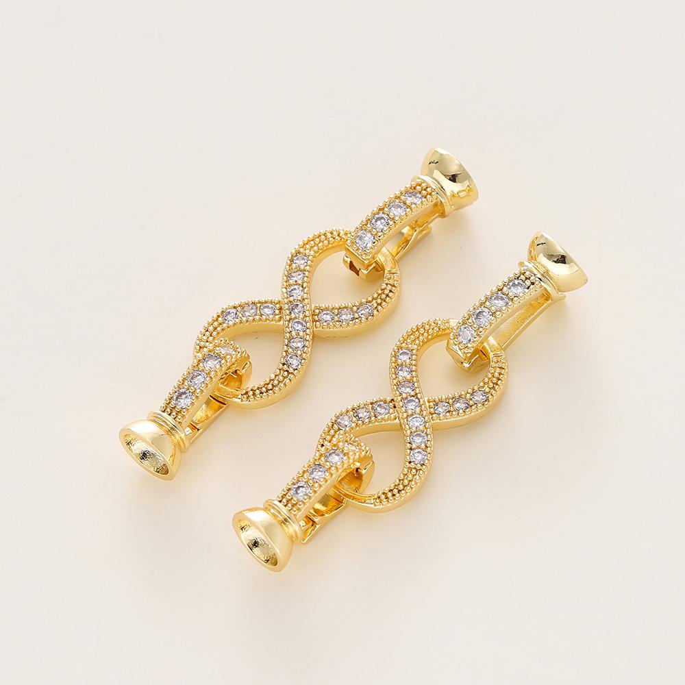 1/2Pcs/Pack 14/18K Gold Plated Inlaid Zircon Connector End Caps Fastener Clasps for DIY Jewelry Bracelet Making Accessories