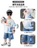 Boys' summer Nezha set, children's short-sleeved shorts, baby cartoon summer two-piece set, summer jeans, T-shirt