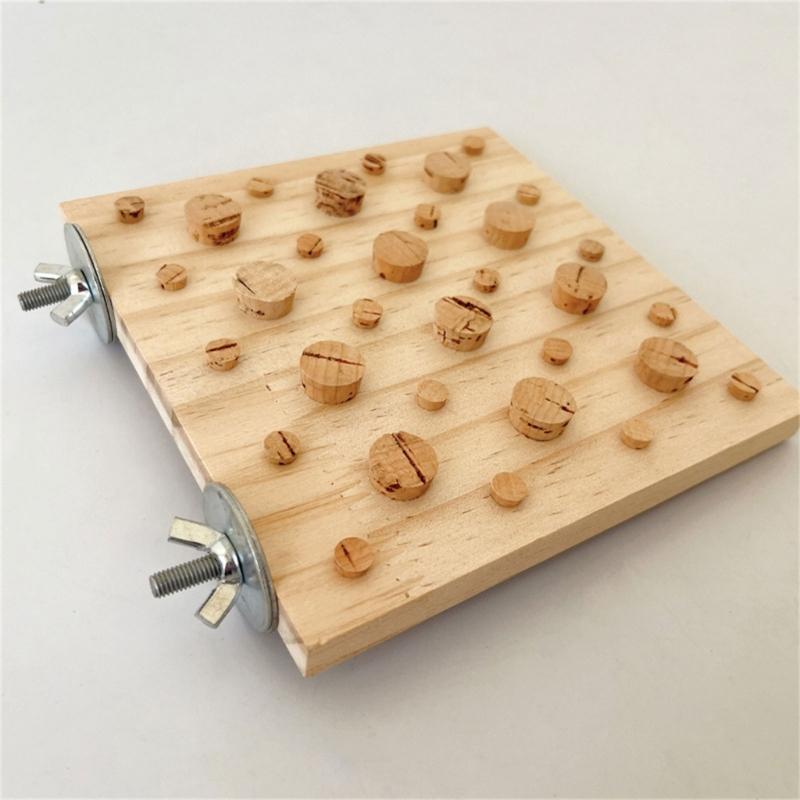 Bird Toy Parrot Pecking Toy Birdcages Block Grinding Foraging Cork Toy Small Medium Bird Cage Wood Puzzle for Conures