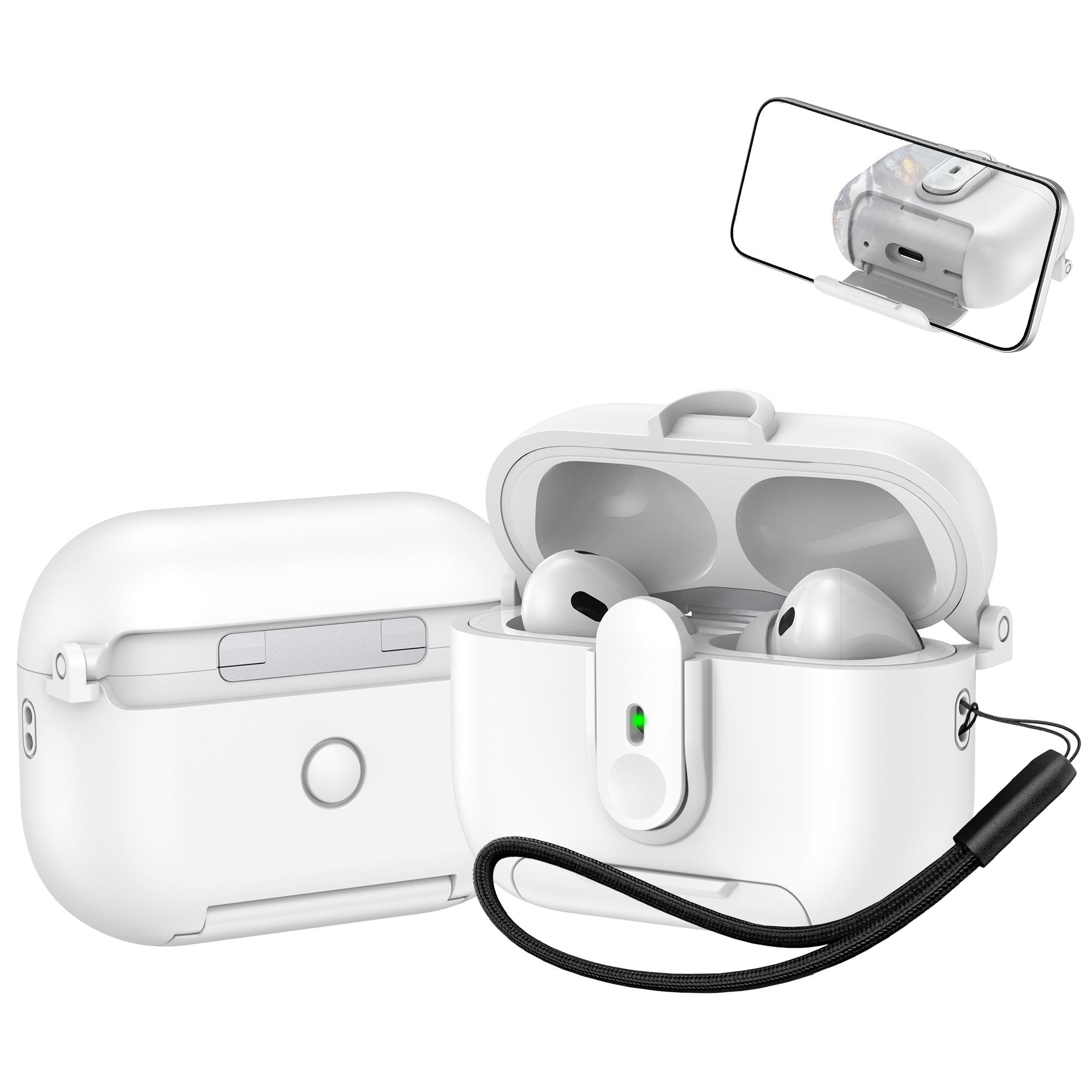 

Захисний чохол із вимикачем та блокуванням для навушників Apple AirPods Pro 2 із підставкою та шнурком B