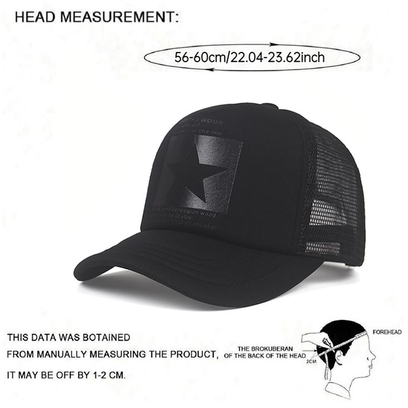 New Trendy Breathable Mesh Hat Pentagram Street Dance Skateboarding Hiphop Hat Outdoor Leisure Sunshade Baseball Hat Unisex