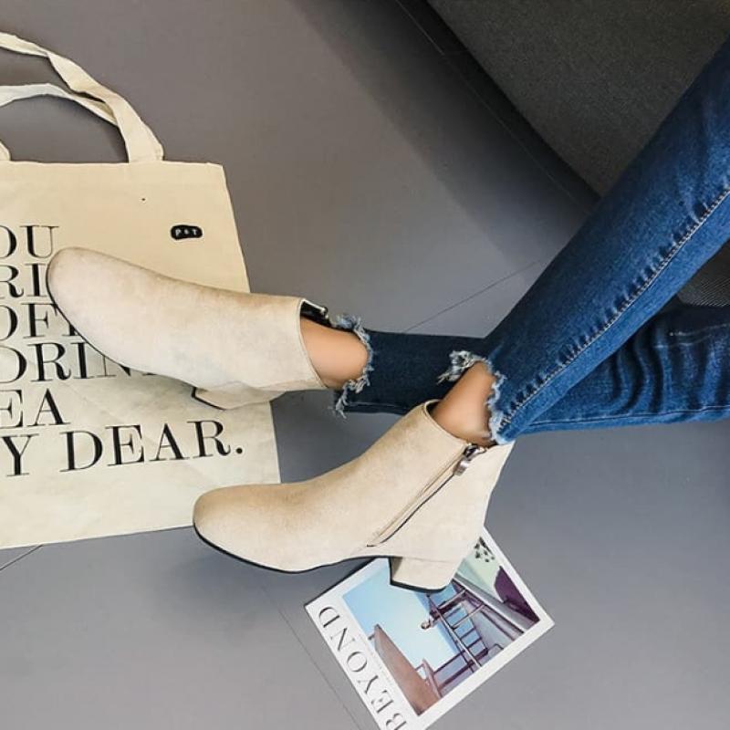 Shop   Women Suede Ankle Boots Mid Heel Chelsea Boots Wdms Wse Ts10364673