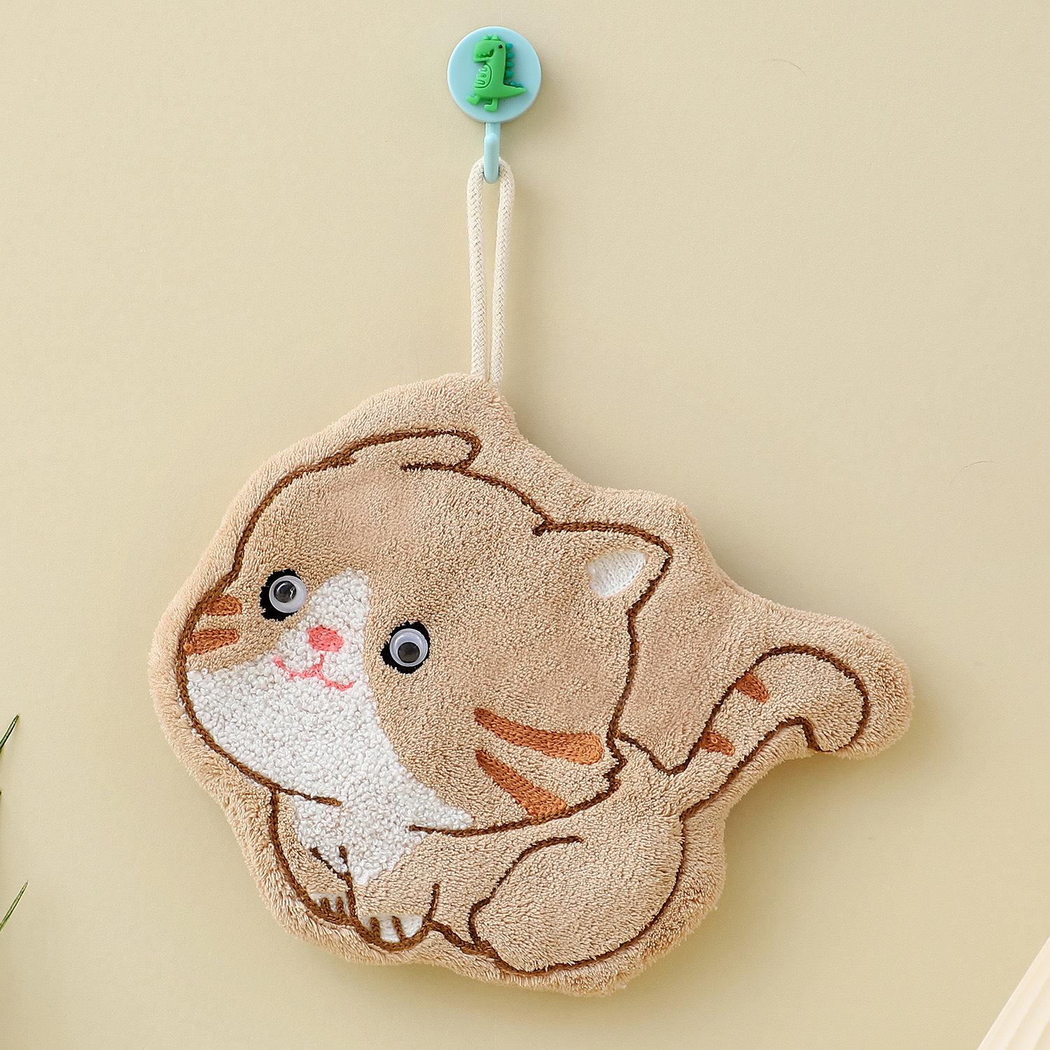 

Милый мультяшный бегущий котенок, ручное полотенце для рук, висящее, детская носовая хусточка, утолщенный коралловый флис, кухонное, ванная комната, висящее 23*21