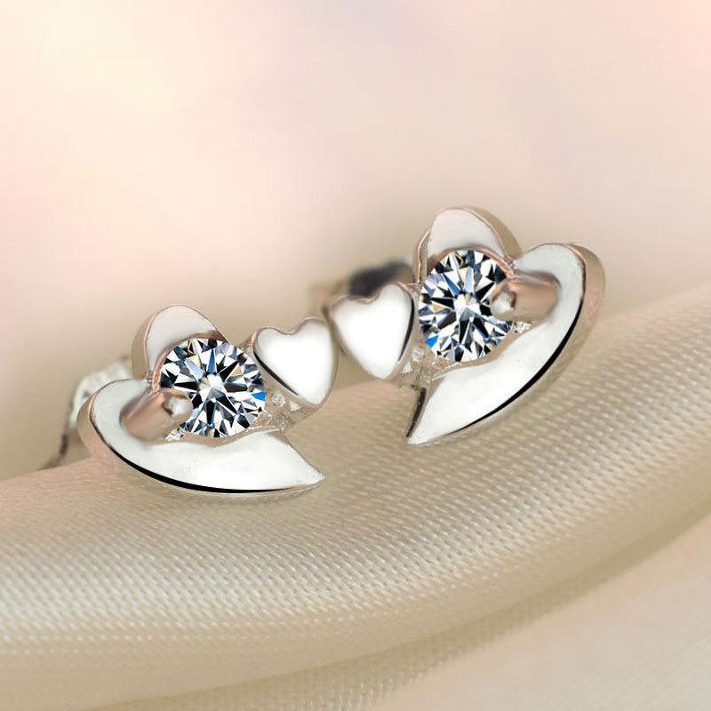 Fashionable Heart Stud Earrings for Women - Korean Style Simple Heart Sweet Luxury Jewelry