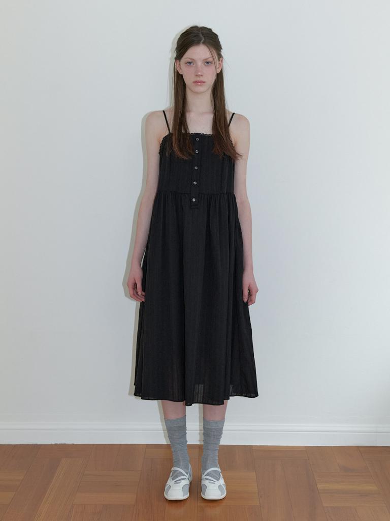 Kinder Baby Petit Lace Button Long Dress - Black